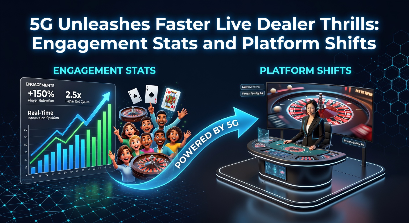 Dynamic live dealer table with 5G speed indicators showing seamless real-time action in an online casino environment