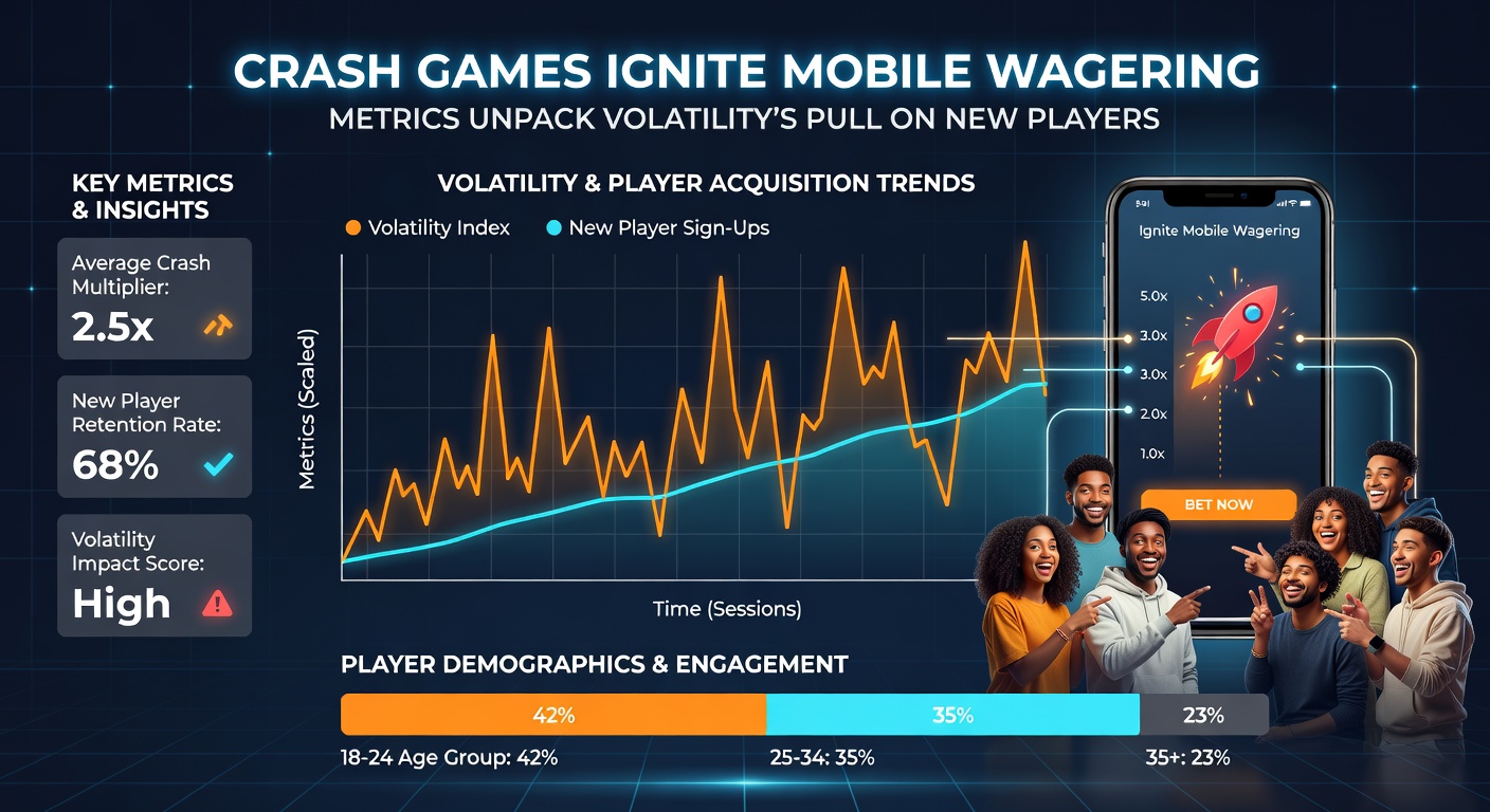 Bar graph illustrating player acquisition and retention rates for crash games versus traditional mobile casino titles, highlighting volatility's impact on new user metrics