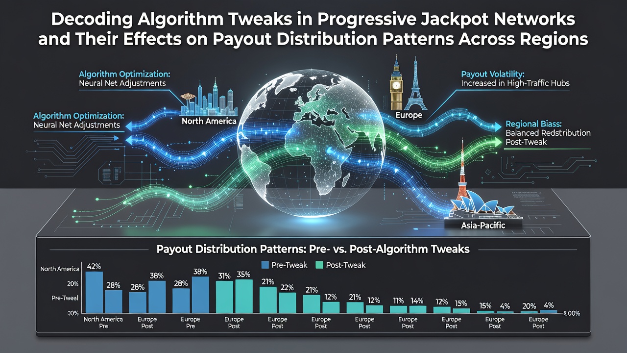 Network diagram showing progressive jackpot connections across multiple casino platforms and regions