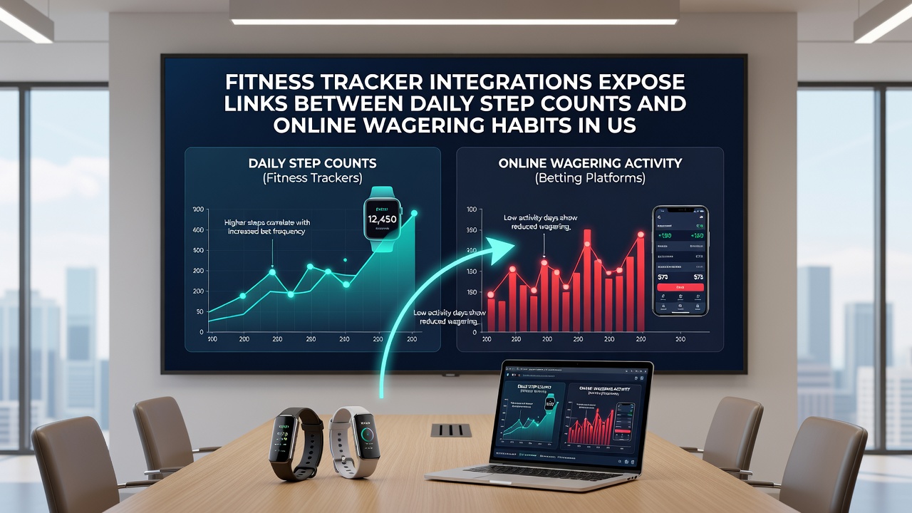 Anonymized charts correlating step count ranges with session duration metrics from integrated fitness and wagering platform studies