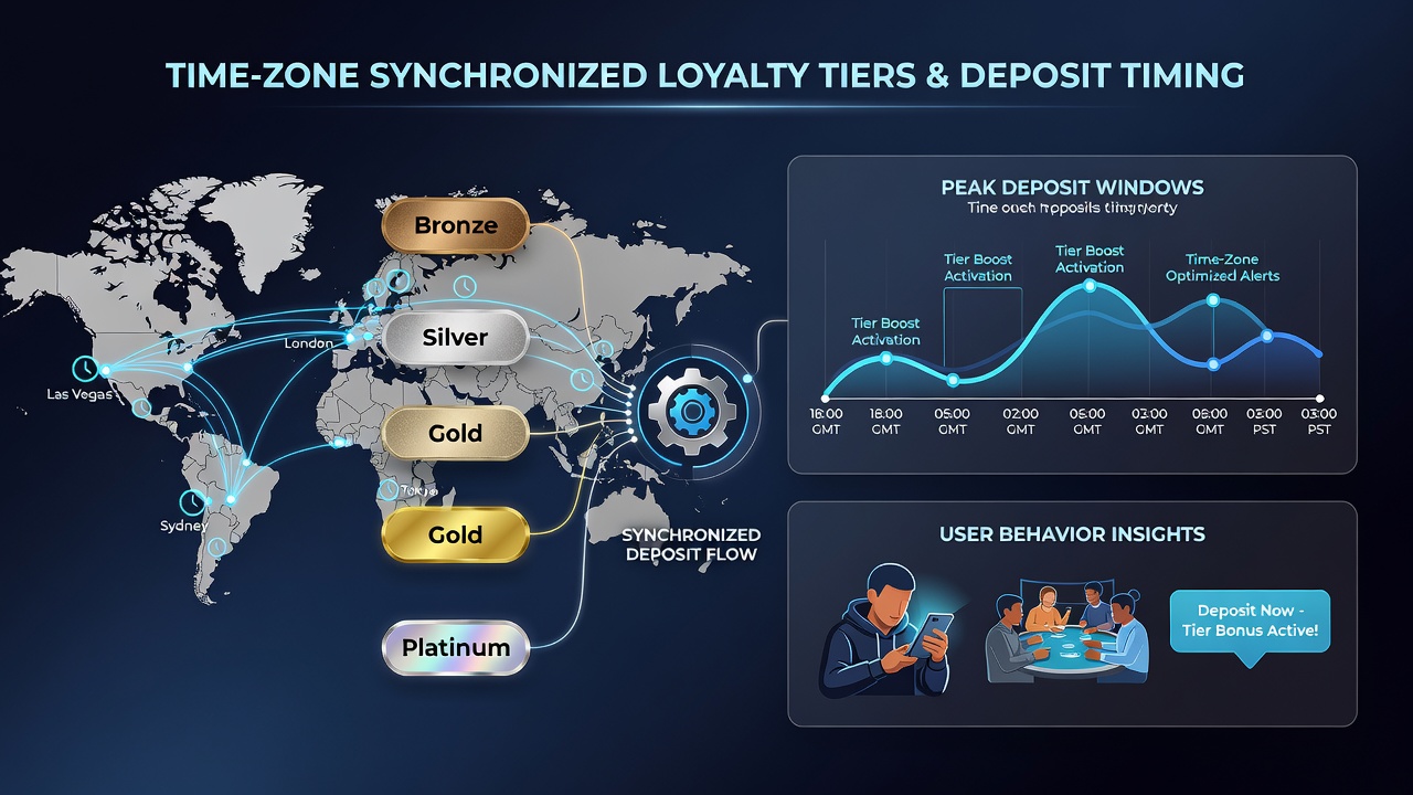 Analytics dashboard displaying deposit timing trends synchronized to player time zones in mobile poker apps