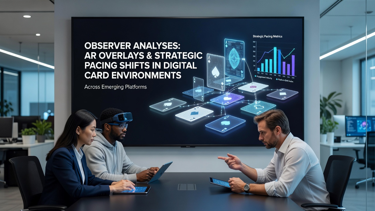 Augmented reality overlays displayed during a digital card game session on an emerging platform interface
