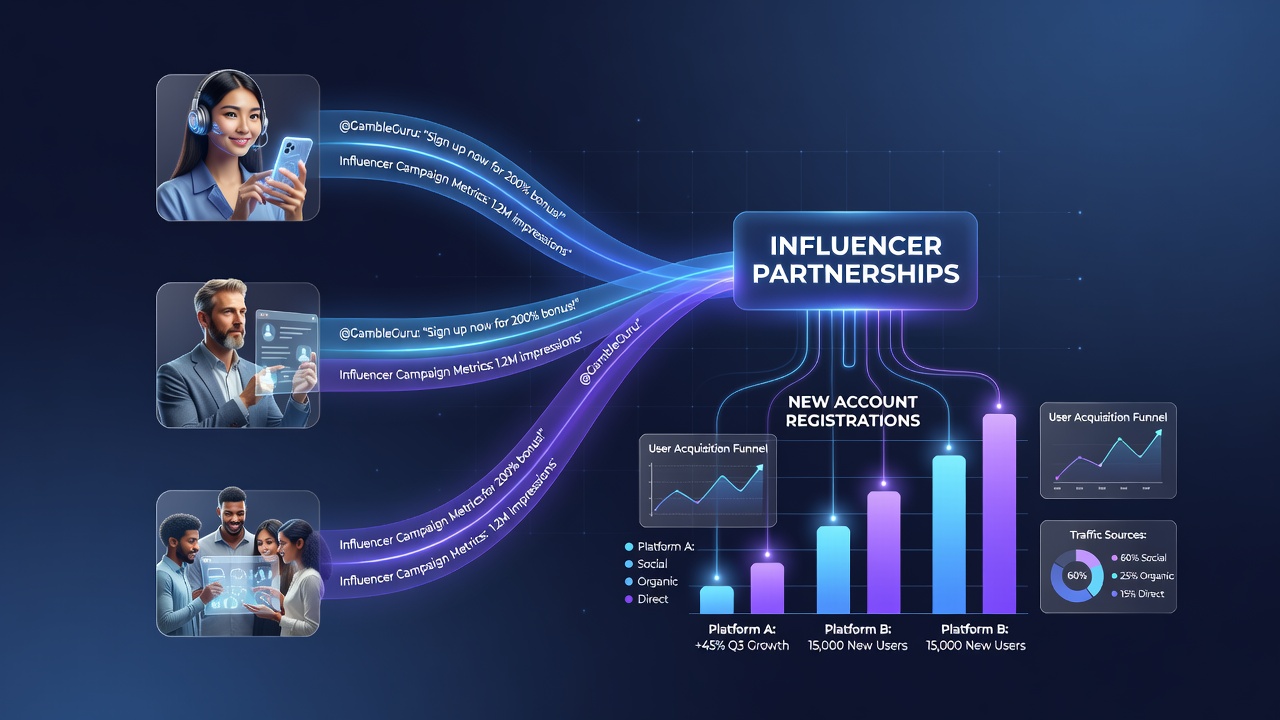 Social media influencer promoting emerging online gambling platforms during a live stream session