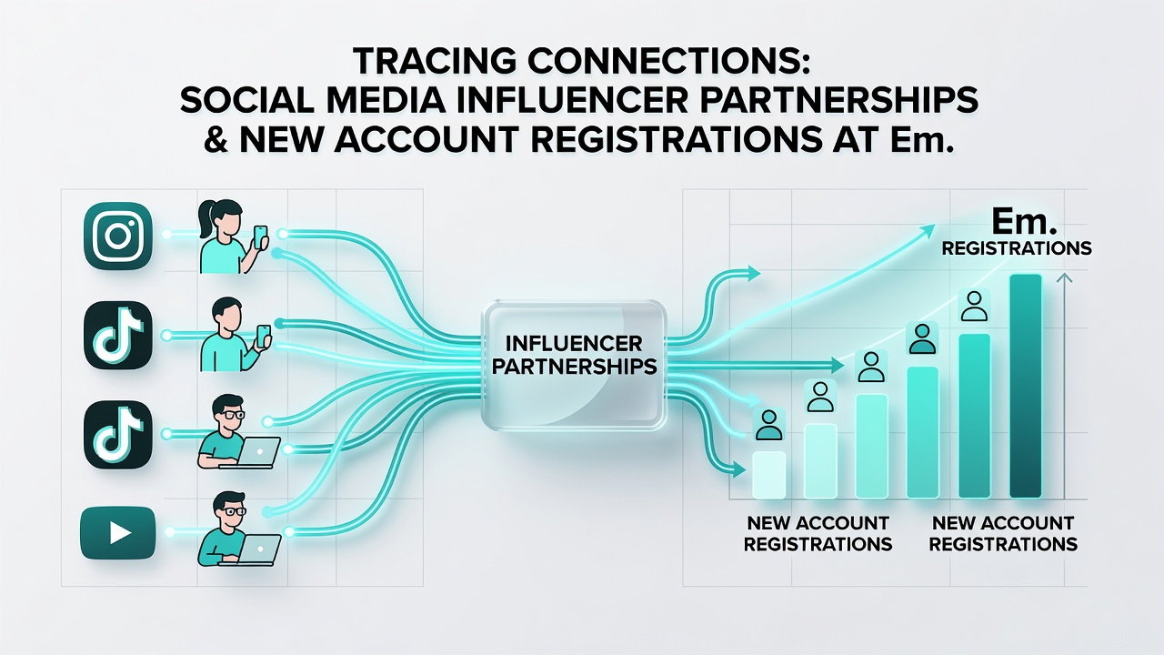 Analytics dashboard displaying correlation between influencer campaign timelines and spikes in new gambling account registrations